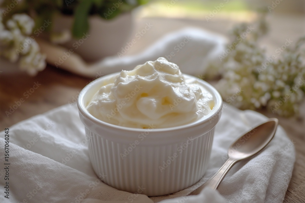 Delicious homemade whipped cream kitchen food photography cozy atmosphere close-up view culinary delight Delicious homemade whipped cream kitchen food photography cozy atmosphere close-up view culinary delight