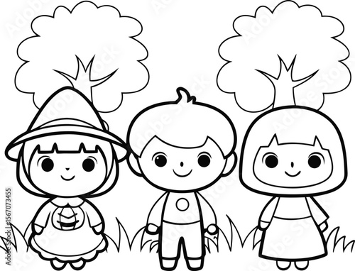 cute halloween parade with kids  add grass and a t.eps