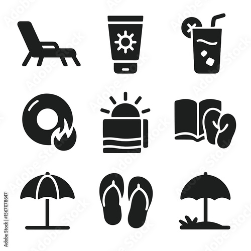 Filled Icon Grids. Solid, filled icon set of troll magic and abilities: regeneration icon, stone skin, fire breath, ice blast,