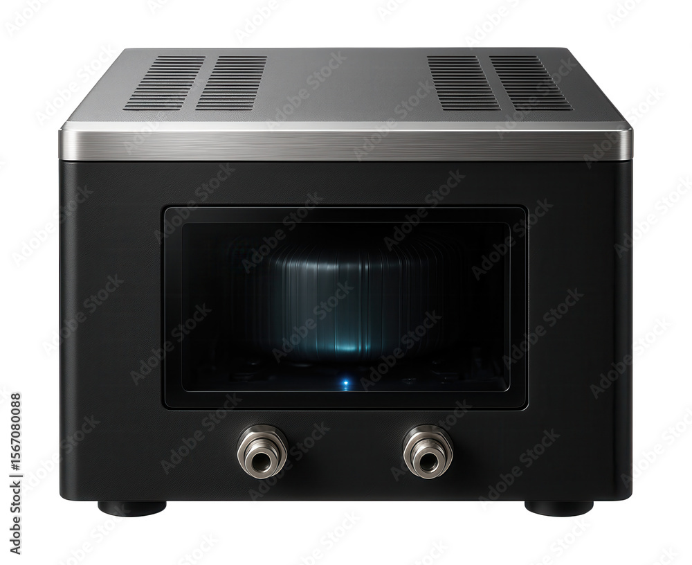 Fototapeta premium A high-capacity step-down transformer for use in a home theater system in a suburban house.