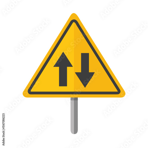 Free Download Two-Way Traffic Warning Sign – Yellow Triangular Icon with Two Opposite Black Arrows

 - GFXLoad