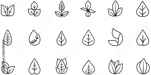 Black outline set of ecology icon liner tecnology abstract background, modern line style icon set of ecology collection.