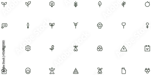 Black outline set of ecology icon liner tecnology abstract background, modern line style icon set of ecology collection.