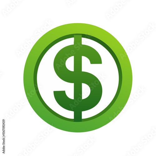 Green Dollar Sign Isolated on a Transparent Background 