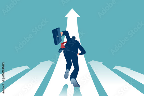 A businessman chooses the path that leads up to success and career. Concept business vector illustration