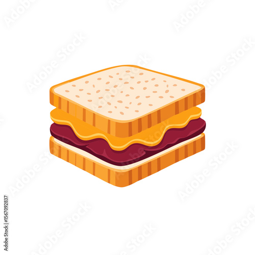Peanut Butter and Jelly Sandwich Isolated on a Transparent Background 