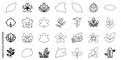 Black outline set of ecology icon liner tecnology abstract background, modern line style icon set of ecology collection.