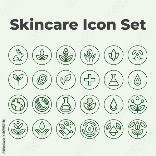 Minimal Eco Beauty Icons – Natural Skincare Line Art Set