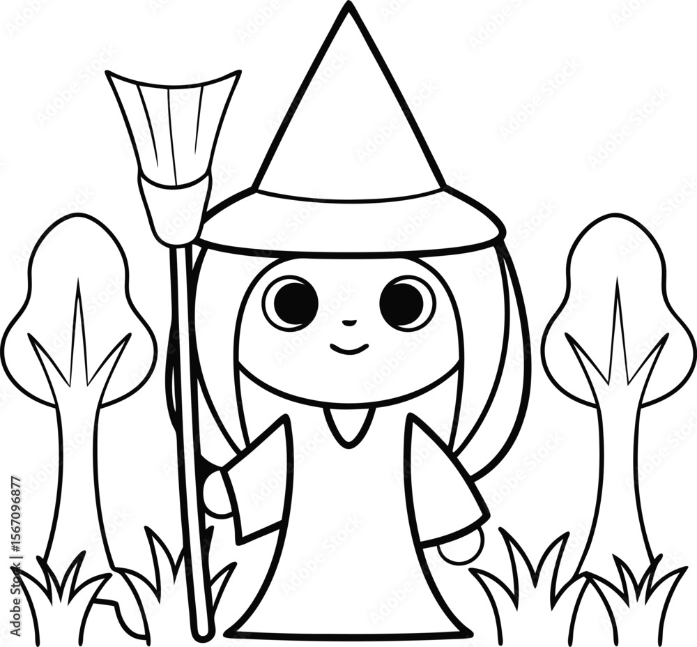 Obraz premium cute witch garden with spooky plants add grass an.eps