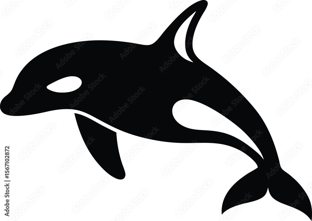 Naklejka premium killer whale icon silhouette on white background (3).eps
