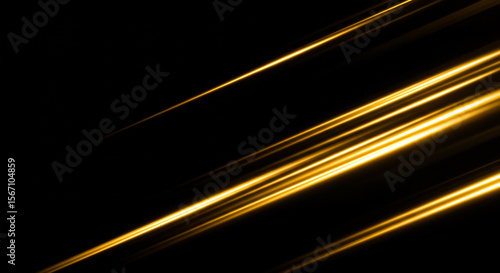 Golden light trails on black background