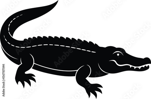 saltwater crocodile icon silhouette on white backg (3).eps