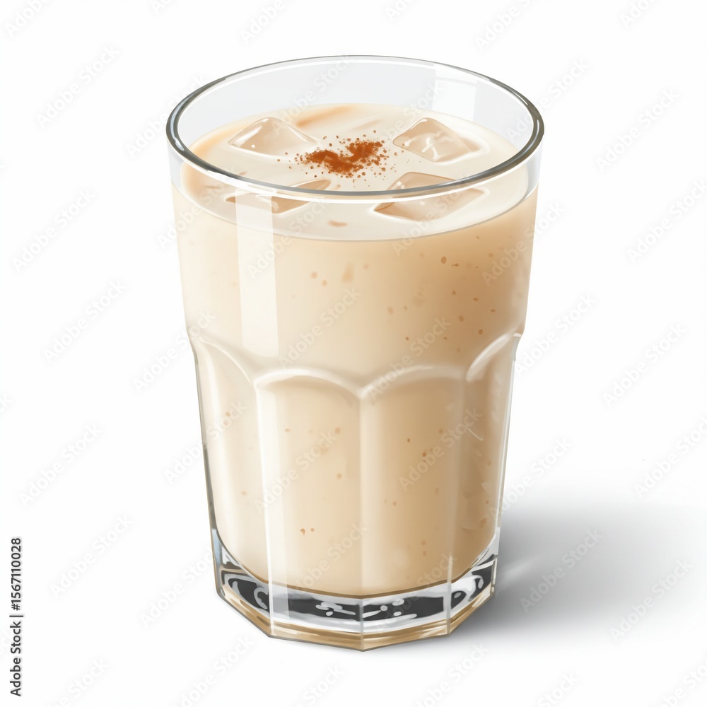 Iced creamy beverage in glass studio shot on white background Iced creamy beverage in glass studio shot on white background