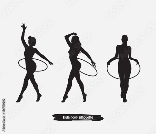 Hula hoop dancer silhouettes vector design
