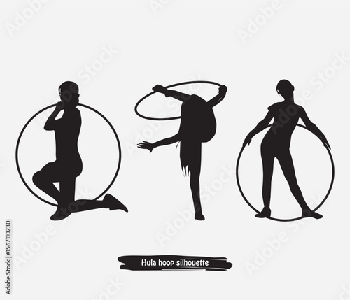 Hula hoop dancer silhouettes vector design