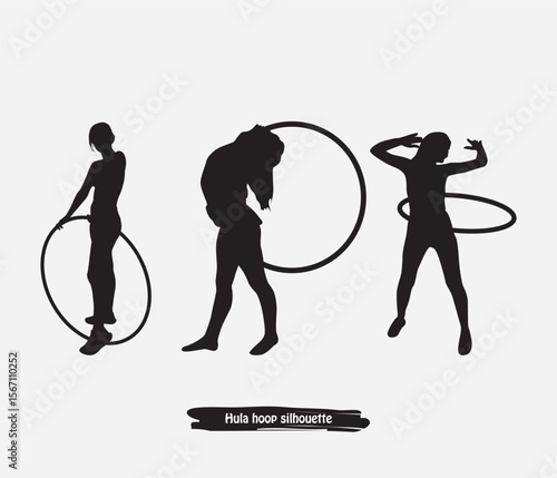 Hula hoop dancer silhouettes vector design