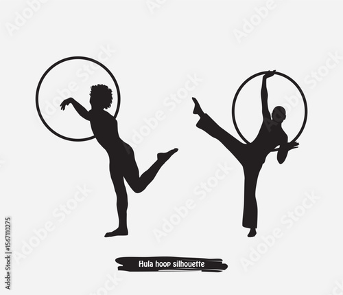 Hula hoop dancer silhouettes vector design