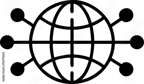 A single isolated flat vector-style icon of a globe with connection lines or nodes, representing worldwide communication or global network