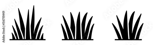 Blades of grass icon set. Solid vectors for lawn care, turf management, landscape design, natural greenery, and outdoor spaces.