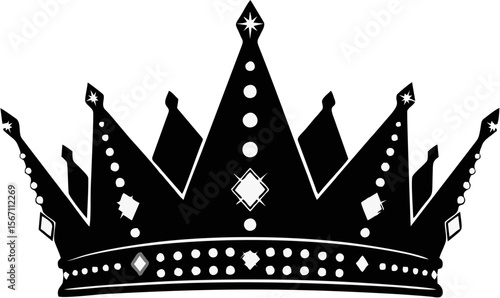Royal Crown Silhouette – Black Vector Icon for Royalty, Power, and Achievement Concepts