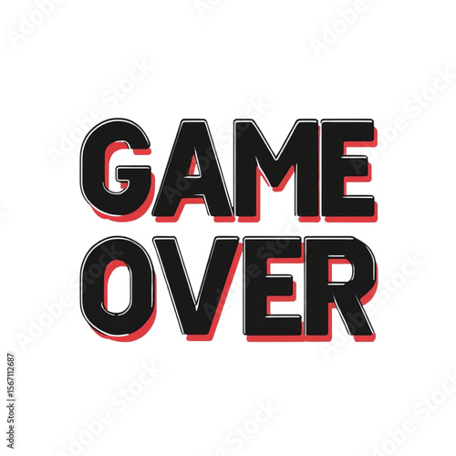 Retro style finish screen template for video arcade with text game over vector illustration design on transparent background