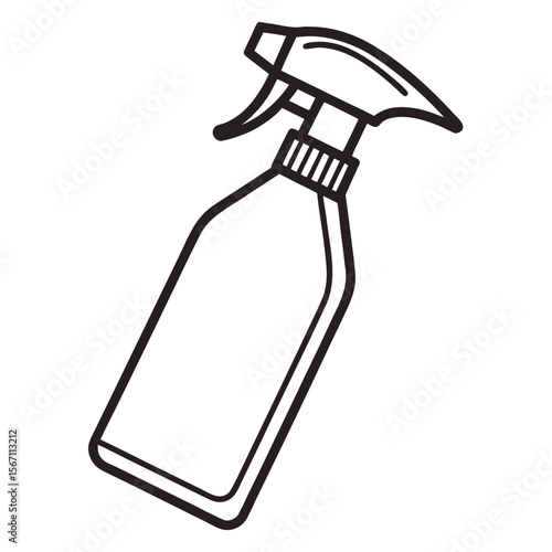 Black spray bottle with trigger cleaning liquid