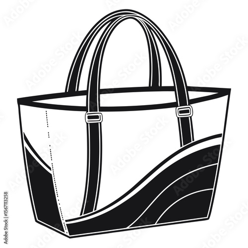 Black tote bag with white accents handbag straps