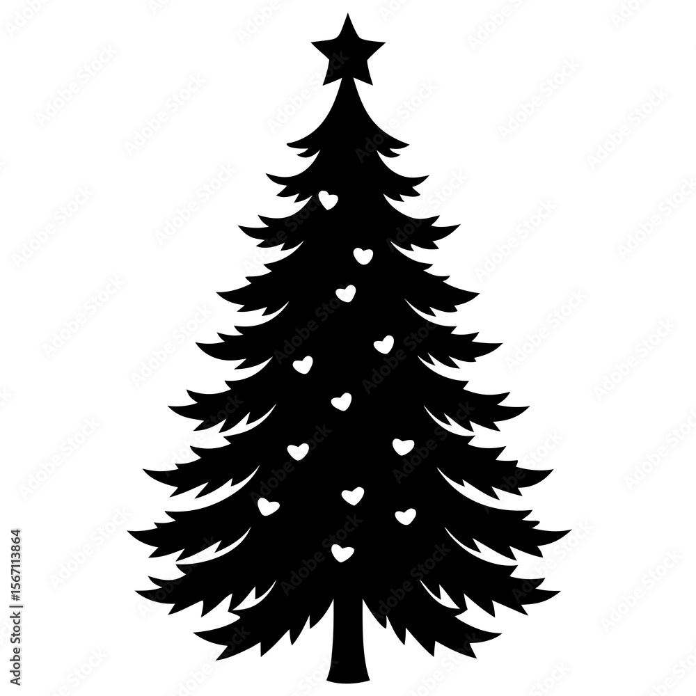 Obraz premium christmas tree vector on silhouette white background 