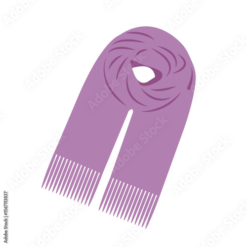 Сozy autumn purple scarf vector illustration in flat style. Hand drawn art perfect for banners posters and social media seasonal design