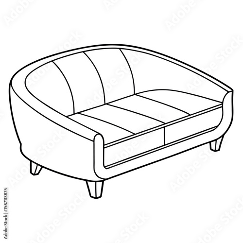 Curved sofa with plush cushions couch furniture