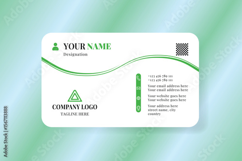 One side Luxury clean style green and white business card template