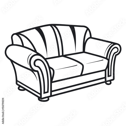 Elegant sofa with rolled arms and plush cushions couch