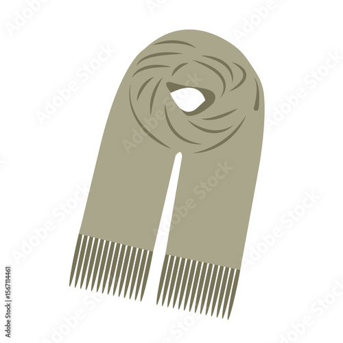 Cozy autumn green scarf vector illustration in flat style. Hand drawn fall art perfect for banners posters and social media seasonal design