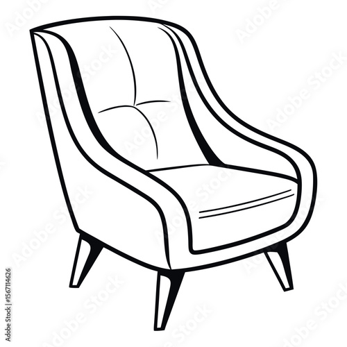 Modern armchair with tufted seat and tapered legs furniture