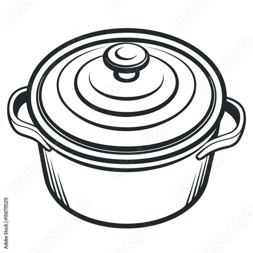 Round cooking pot with handles and lid cauldron stew pot