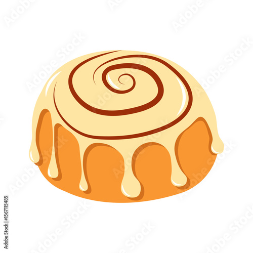 Flat style cinnamon roll vector image, cozy cinnamon bun. Hand drawn autumn art for seasonal designs and posters