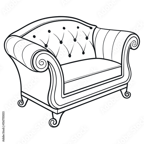 Tufted armchair with scrolled arms furniture upholstery