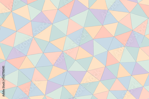 Abstract pastel geometric polygon pattern seamless background. Modern low poly mosaic texture. Soft color triangles. Trendy contemporary design for wallpaper, fabric, wrapping, digital decor.