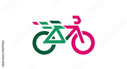Round bicycle parking sign: a white background icon for cycling, sport, and travel