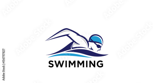 Dynamic Swimming Logo Design Abstract Swimmer Icon for Aquatic Sports, Competitions, or Clubs