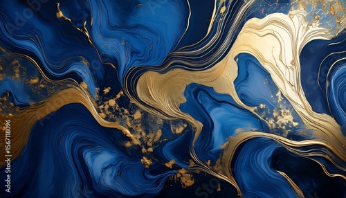 abstract marble dark blue and gold background invitation backdrop ai generated