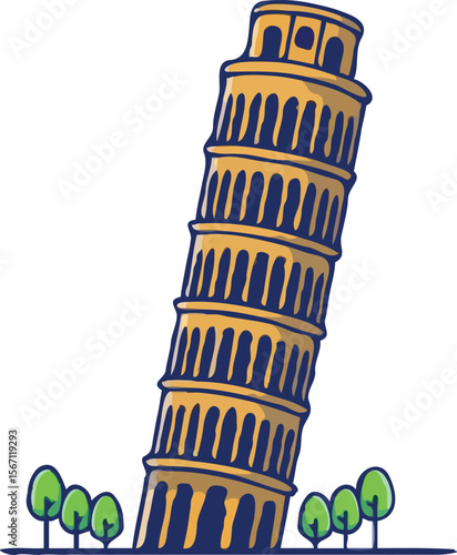 pisa tower vector illustration