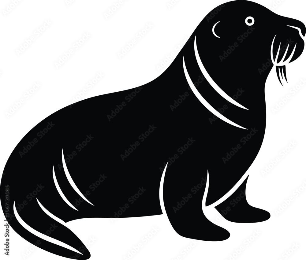 Fototapeta premium walrus icon silhouette on white background (2).eps