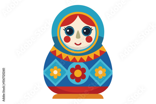 Delightful Matryoshka Doll Illustration A Vibrant and Playful Representation of Russian Culture and Traditional Folk Art Icon