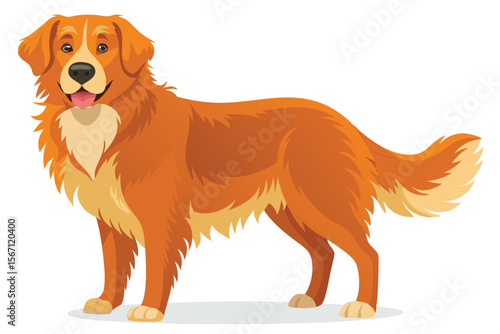 Delightful Golden Retriever Cartoon with Playful Charm A Classic Canine Companion Full of Joyful Energy