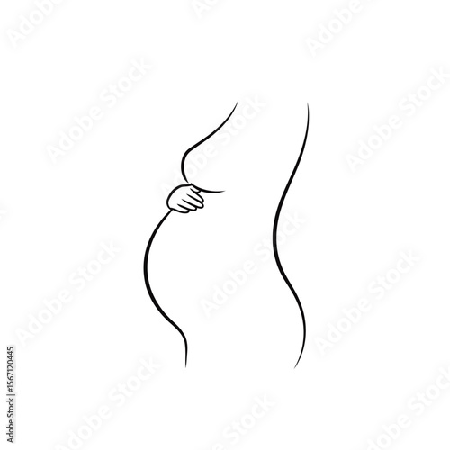 A minimalist silhouette of a pregnant woman