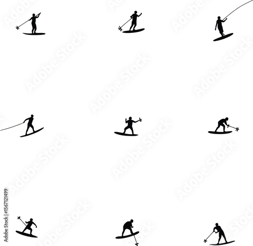 Wakeboarding silhouettes action water sports extreme sports