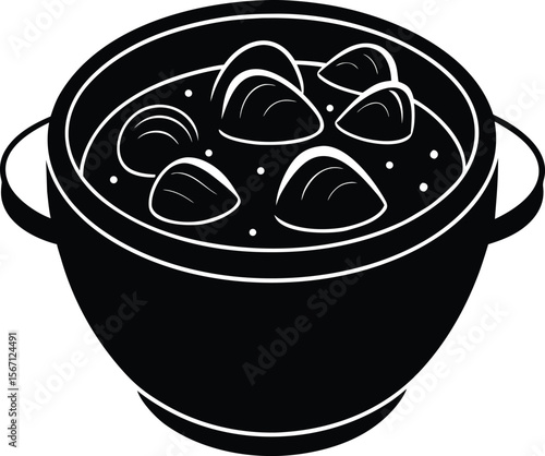 clam chowder on white background.eps