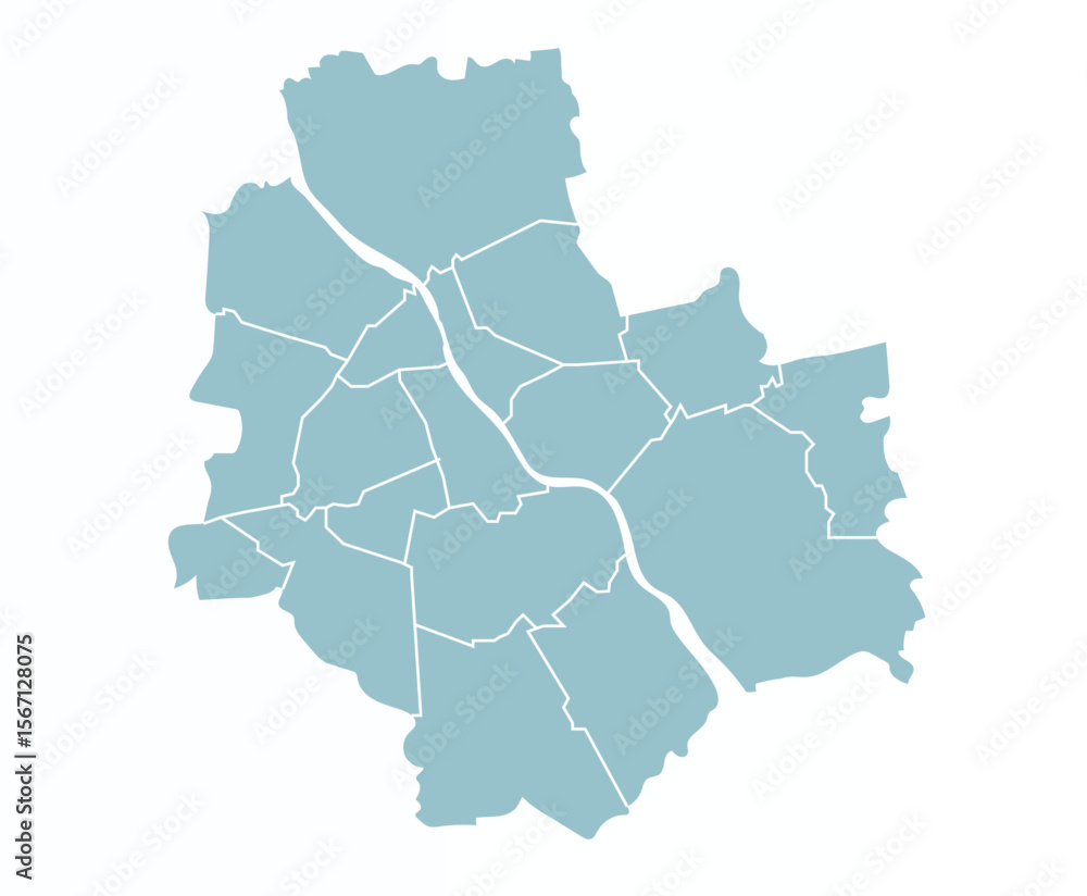 Obraz premium Map of Warsaw city with districts