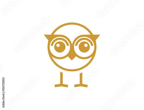 Gold owl line art illustration